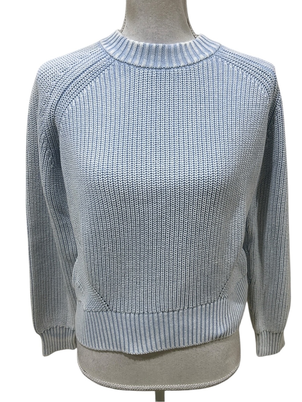 Faherty Light Blue Ribbed Crewneck organic cotton Sweater size medium